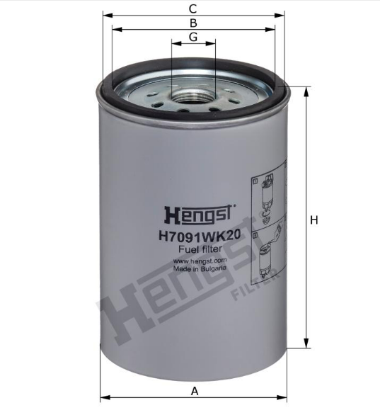 H7091WK20 D677 fuel filter spin-on