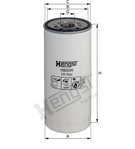 H825W oil filter spin-on