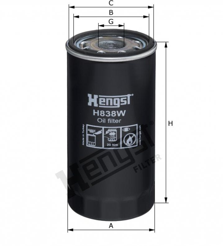 H838W oil filter element