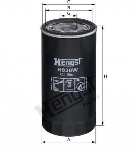 H838W oil filter element