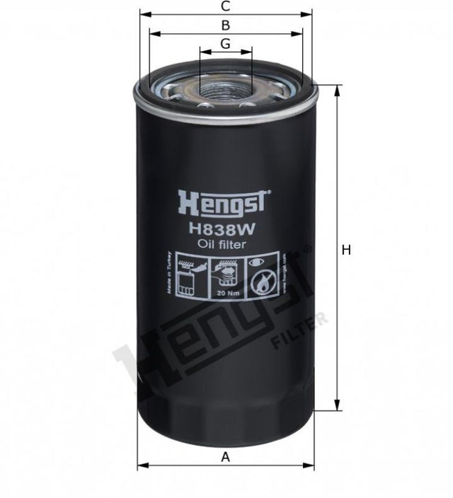 H838W oil filter element