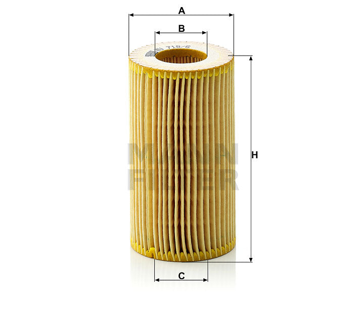 HU 718/6 x oil filter element (metal-free)