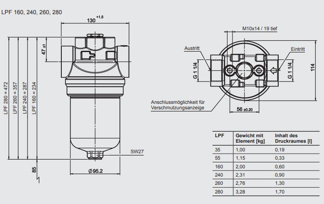 LPF W/HC 280 G E 50 D 1.2 /-L24 low pressure filter
