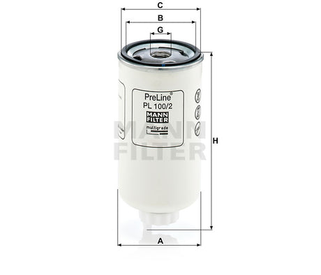 PL 100/2 fuel filter spin-on (prefilter)