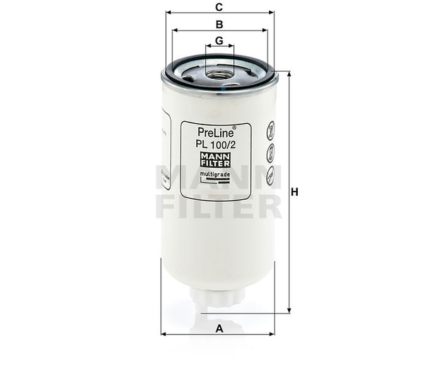 PL 100/2 fuel filter spin-on (prefilter)