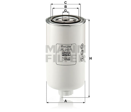 PL 250/1 fuel filter spin-on (prefilter)