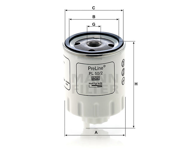 PL 50/2 fuel filter spin-on (prefilter)