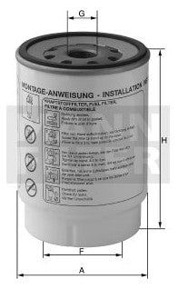 PL 600 fuel filter spin-on (prefilter)