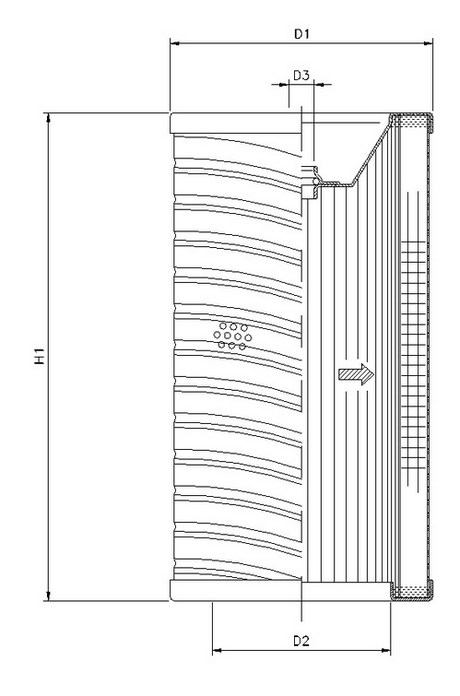 R271T25 filter element for return filter