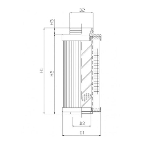 R531G25V filter element for return filter