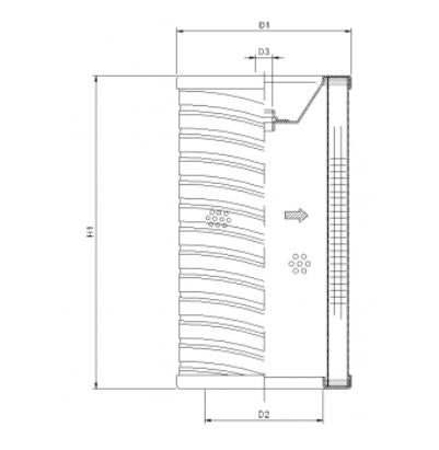 R736G25P Filter element for return filter