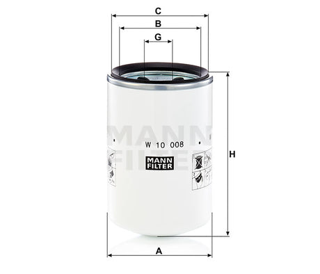 W 10 008 hydraulic filter spin-on