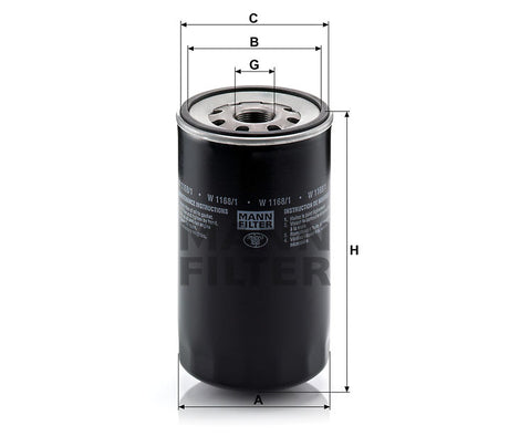 W 1168/1 oil filter (spin-on)