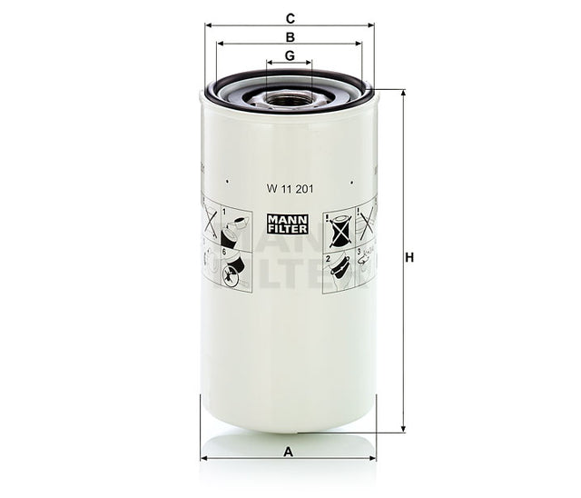 W 11 201 hydraulic filter spin-on