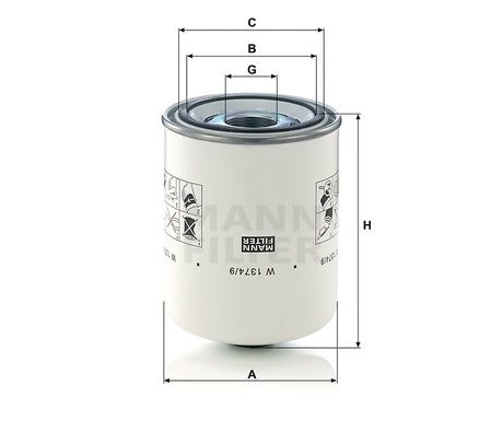 W 1374/9 oil filter (spin-on)