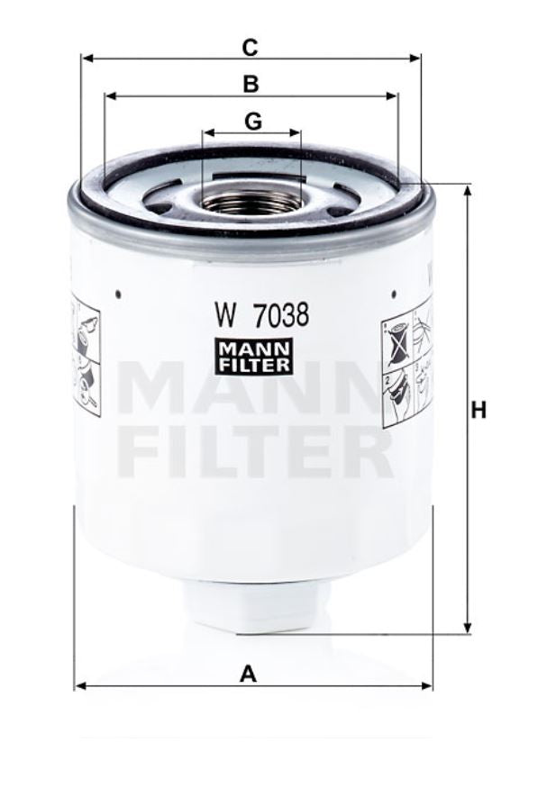 W 7038 oil filter spin-on