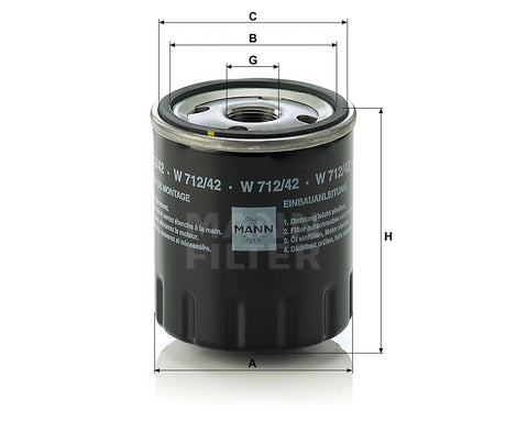W 712/42 oil filter (spin-on)