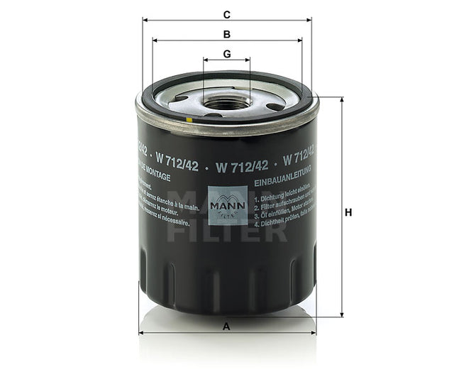 W 712/42 oil filter (spin-on)