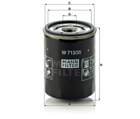 W 713/35 oil filter (spin-on)