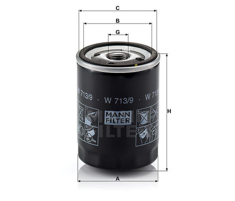 W 713/9 oil filter (spin-on)