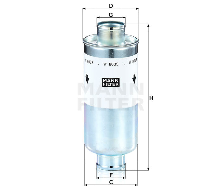 W 8033 oil filter in-line