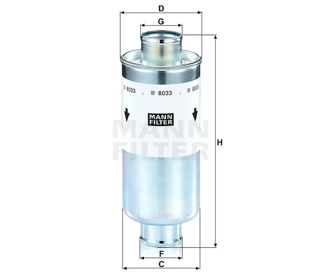 W 8033 oil filter in-line