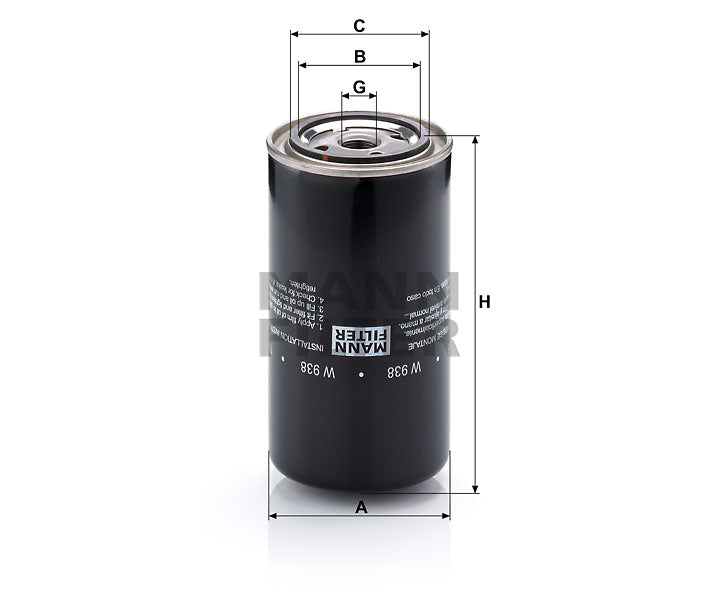 W 938 oil filter (spin-on)