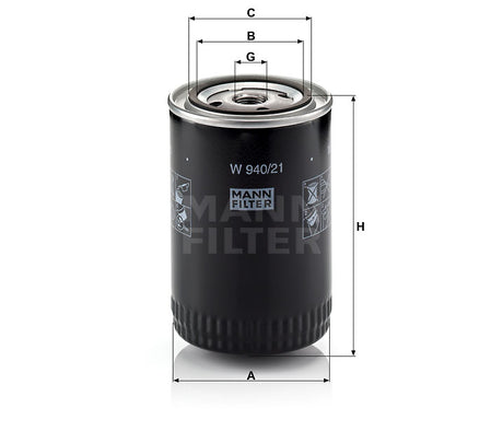 W 940/21 oil filter (spin-on)