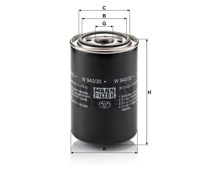 W 940/30 oil filter (spin-on)