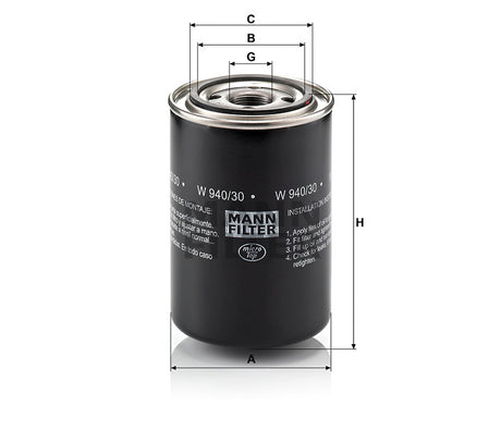 W 940/30 oil filter (spin-on)