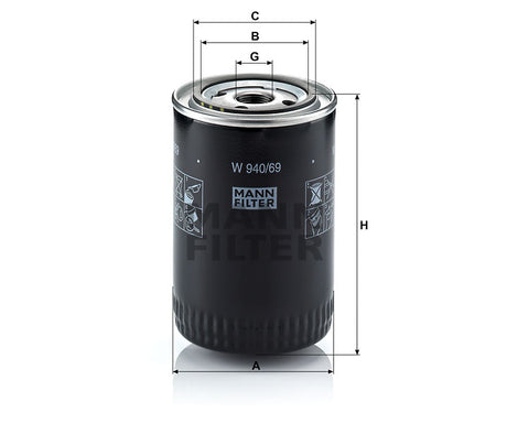 W 940/69 oil filter (spin-on)