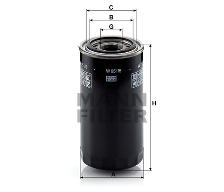 W 951/5 hydraulic filter spin-on