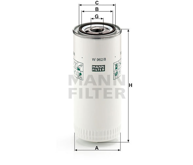 W 962/8 oil filter (spin-on)