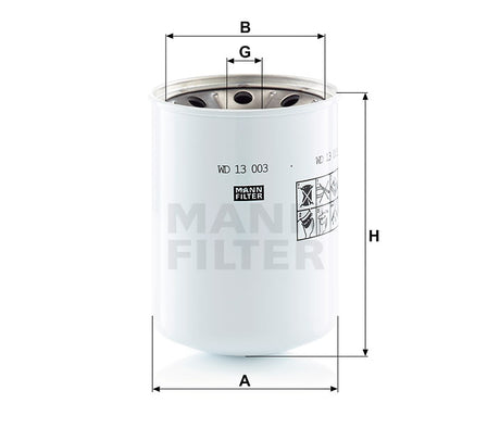 WD 13 003 x hydraulic filter spin-on