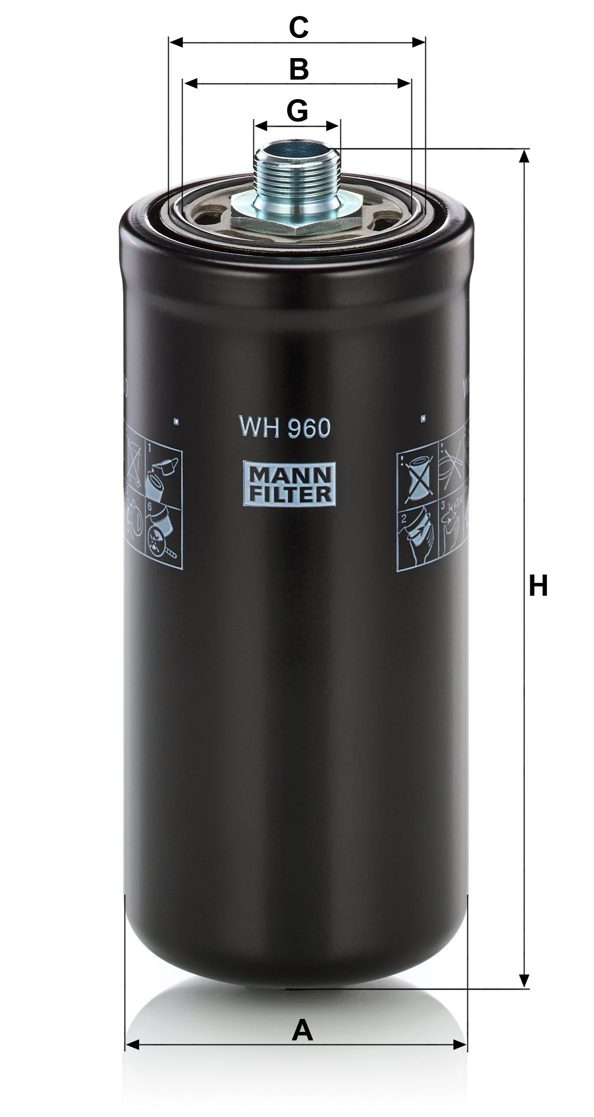 WH 960 hydraulic filter spin-on