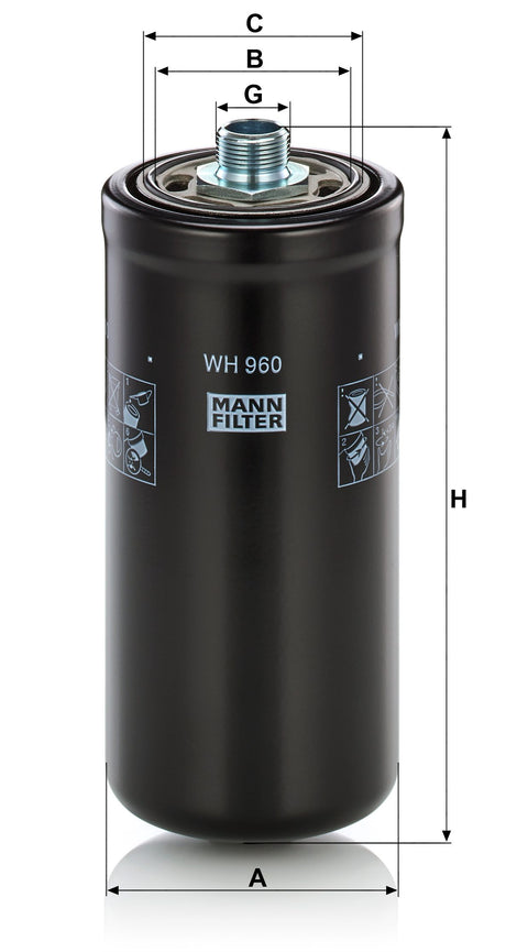 WH 960 hydraulic filter spin-on