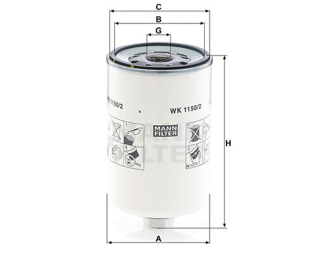 WK 1150/2 fuel filter spin-on