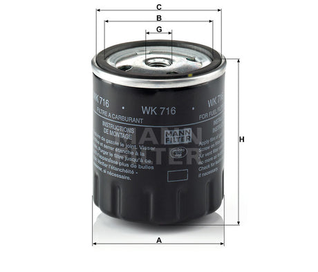 WK 716 fuel filter spin-on