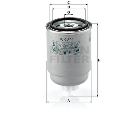 WK 821 fuel filter spin-on