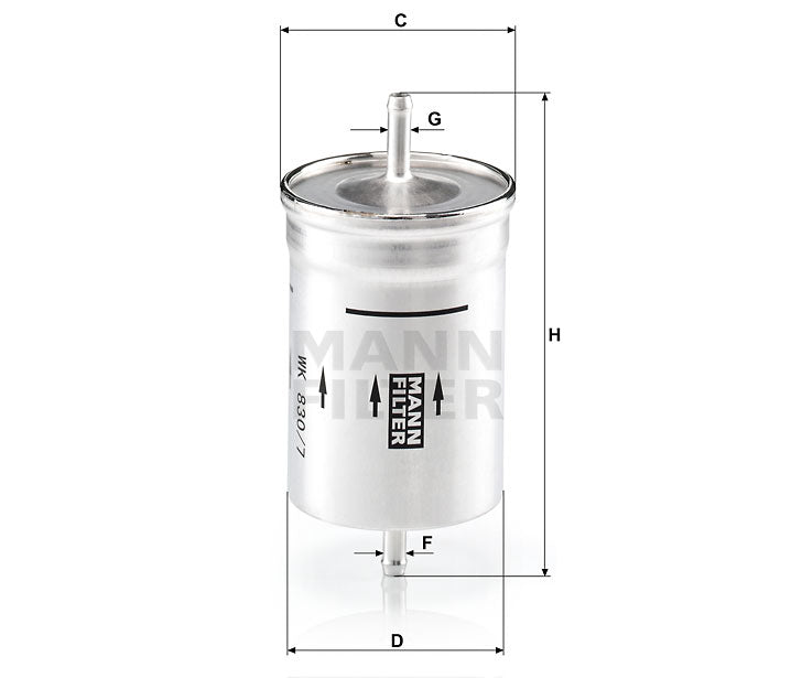 WK 830/7 fuel filter in-line