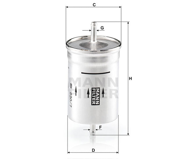 WK 830/7 fuel filter in-line