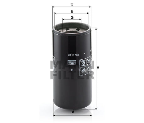 WP 12 308 oil filter spin-on (partial-flow)