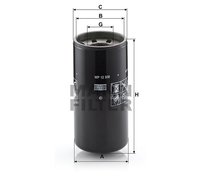 WP 12 308 oil filter spin-on (partial-flow)